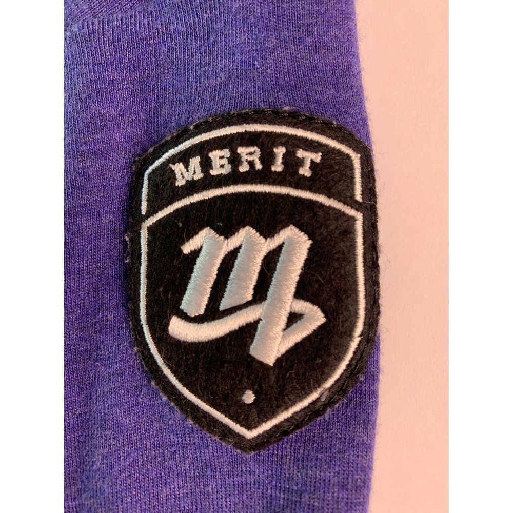 Unisex Adult Purple Full Zip Hoodie w/ Patches B and merit Large 0337 Sweatshirt - Picture 5 of 6